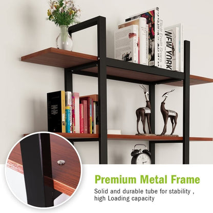 5-Tier Bookshelf, Vintage Industrial Style Bookcase