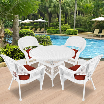 5-piece White Resin Wicker Dining Set