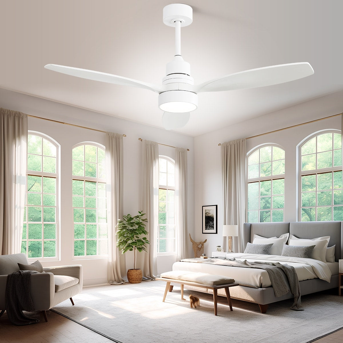 48 and 52 Integrated LED Ceiling Fan with Light and Remote, Reversible DC Motor