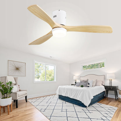 Sofucor 52 Inch Flush Mount Ceiling Fan with Remote, Reversible Motor,Integrated Light Optional