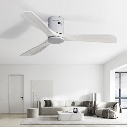 Sofucor 52 Inch Flush Mount Ceiling Fan with Remote, Reversible Motor,Integrated Light Optional