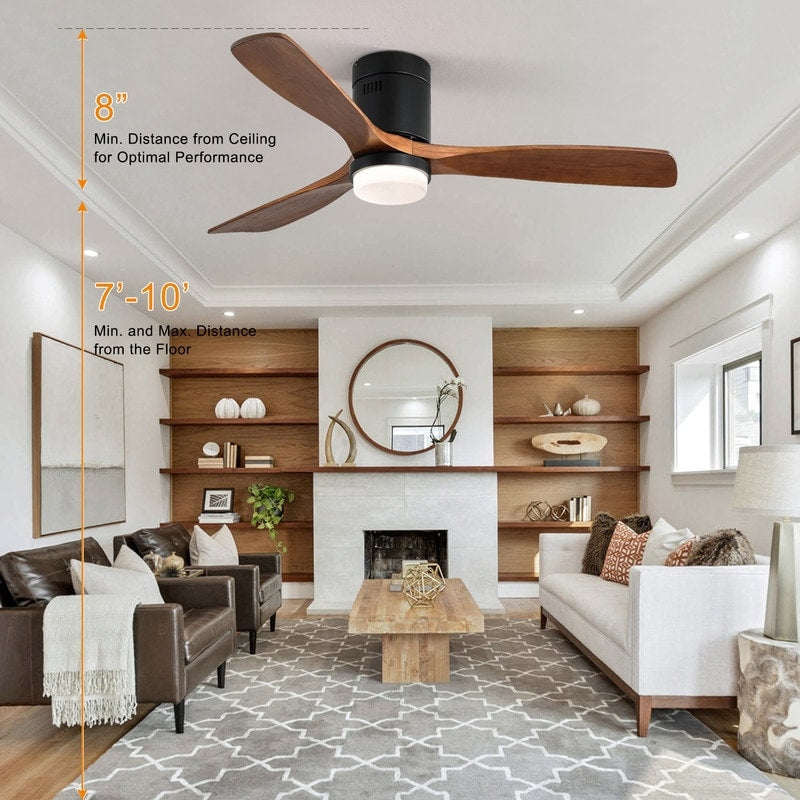 Sofucor 52 Inch Flush Mount Ceiling Fan with Remote, Reversible Motor,Integrated Light Optional