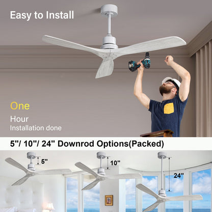 Sofucor 52 Indoor Wood Ceiling Fan Light with Remote, Integrated Light Optional