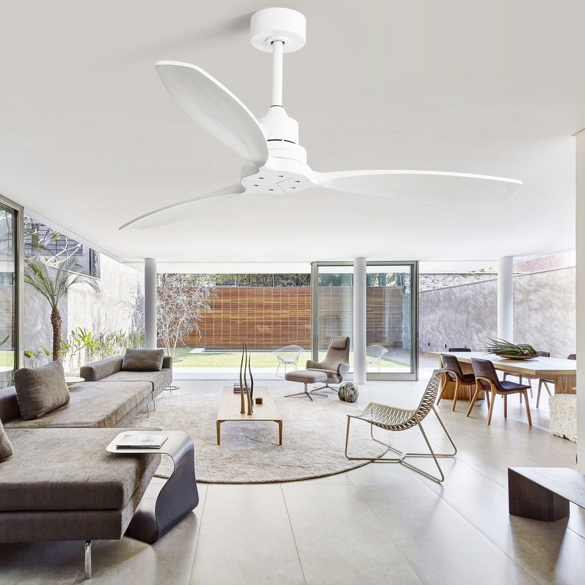 52 inch Modern Solid Wood / ABS Ceiling Fan With Remote Control(No Light),6 WInd Speed,Reversible Airflow