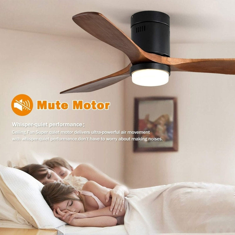 Sofucor 52 Inch Flush Mount Ceiling Fan with Remote, Reversible Motor,Integrated Light Optional