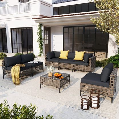 6 - Person Outdoor Sectional Seating Group with Cushions
