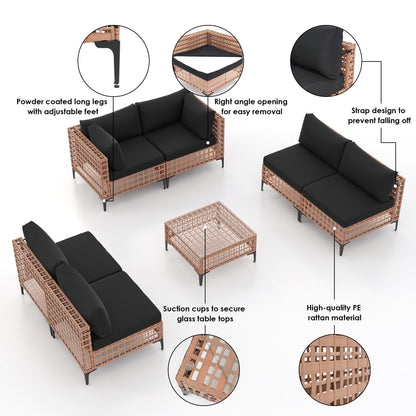6 - Person Outdoor Sectional Seating Group with Cushions