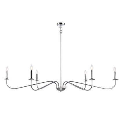 6 Light 64 Inches Minimalist Chandelier in Matte Black / Gold /Chrome - N/A