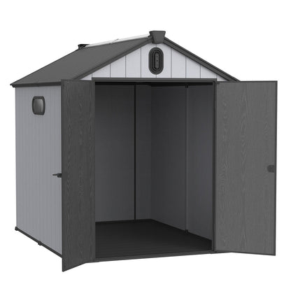 6 ft x 4 ft/6 ft x 8 ft/8 ft x 6 ft/8 ft x 10 ft All-Weather Resin Outdoor Plastic Storage Shed w/Floor, Spire Tool Shed