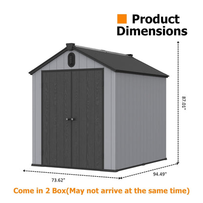 6 ft x 4 ft/6 ft x 8 ft/8 ft x 6 ft/8 ft x 10 ft All-Weather Resin Outdoor Plastic Storage Shed w/Floor, Spire Tool Shed