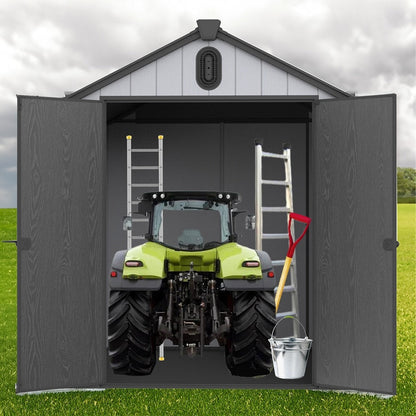 6 ft x 4 ft/6 ft x 8 ft/8 ft x 6 ft/8 ft x 10 ft All-Weather Resin Outdoor Plastic Storage Shed w/Floor, Spire Tool Shed