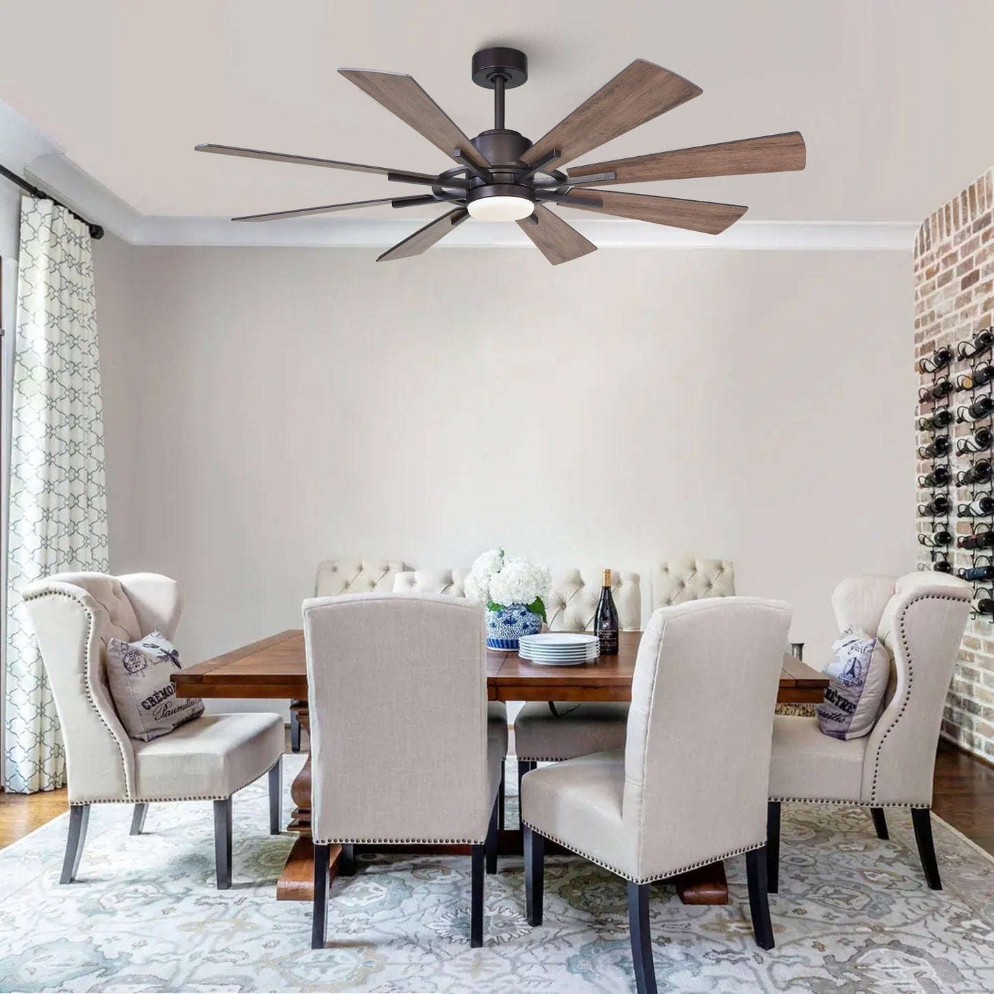 Parrot Uncle 60 Farmhouse Integrated LED Windmill Ceiling Fan with Light and Remote