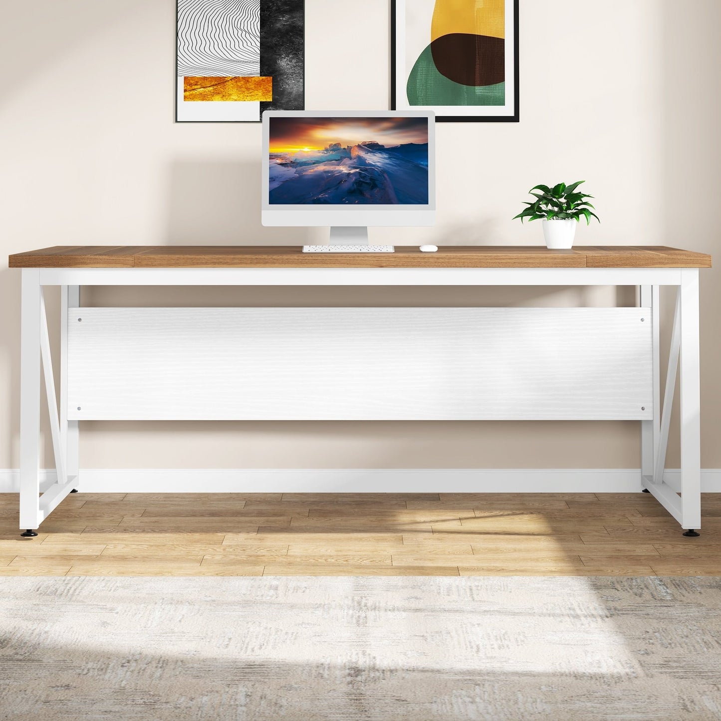 63 L-Shaped Computer Desk with 47 inches Lateral File Cabinet, Executive Desk Home Office Furniture Desk Set