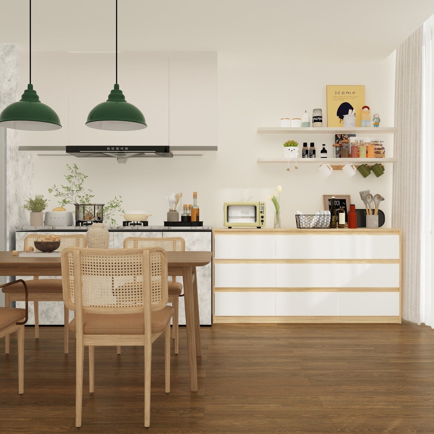 63W 9 Drawer Dresser Accent Dresser for Living Room Bedroom Chest