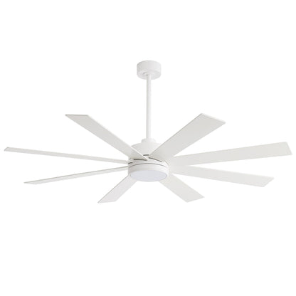 65 Inch 8-Blade Black LED Ceiling Fan with Light and Remote