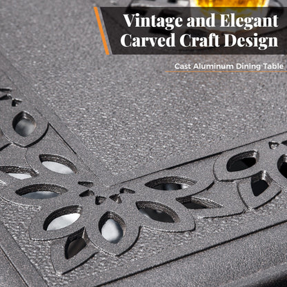 MAISON ARTS 7-Piece Cast Aluminum Patio Dining Set with Expandable Rectangular Table & 6 Cast Aluminum Chairs