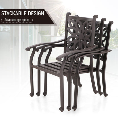 MAISON ARTS 7-Piece Cast Aluminum Patio Dining Set with Expandable Rectangular Table & 6 Cast Aluminum Chairs