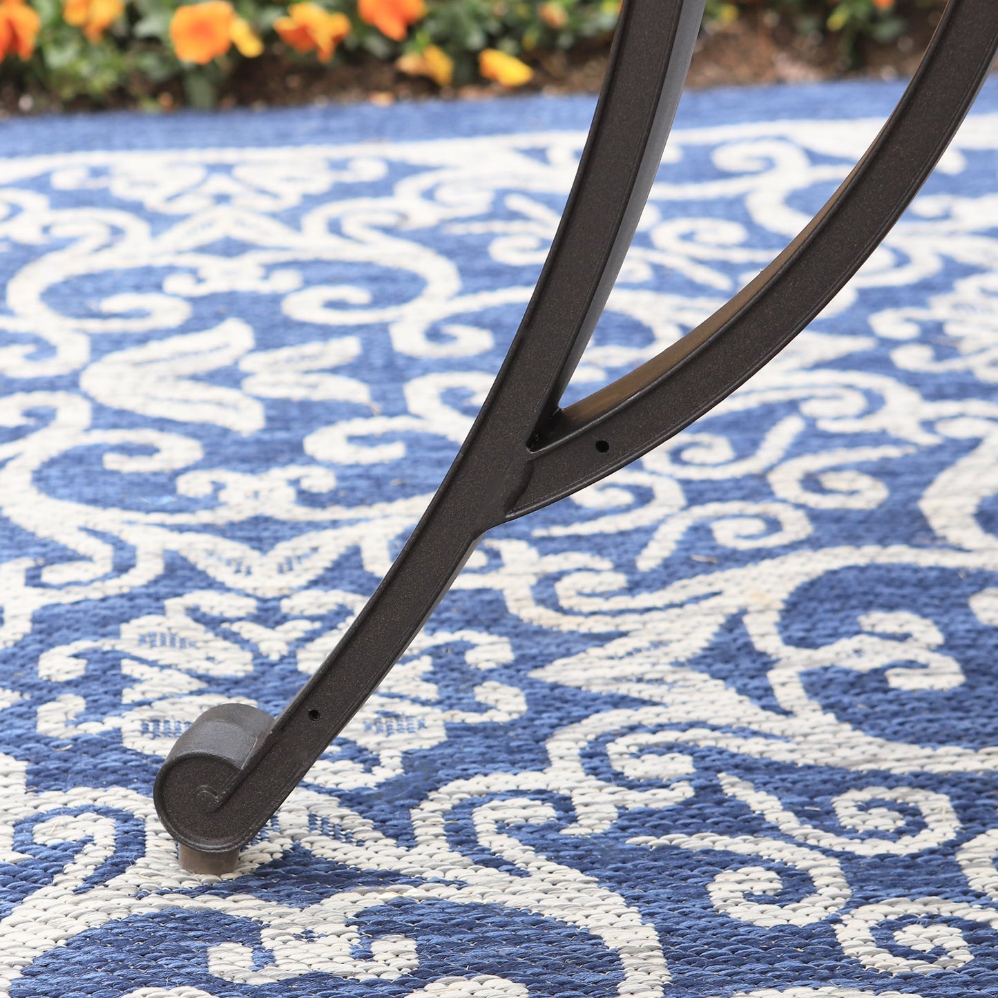 MAISON ARTS Cast Aluminum Dining Chairs/Patio Dining Set with Round Dining Table & 6 Cast Aluminum Patio Chairs