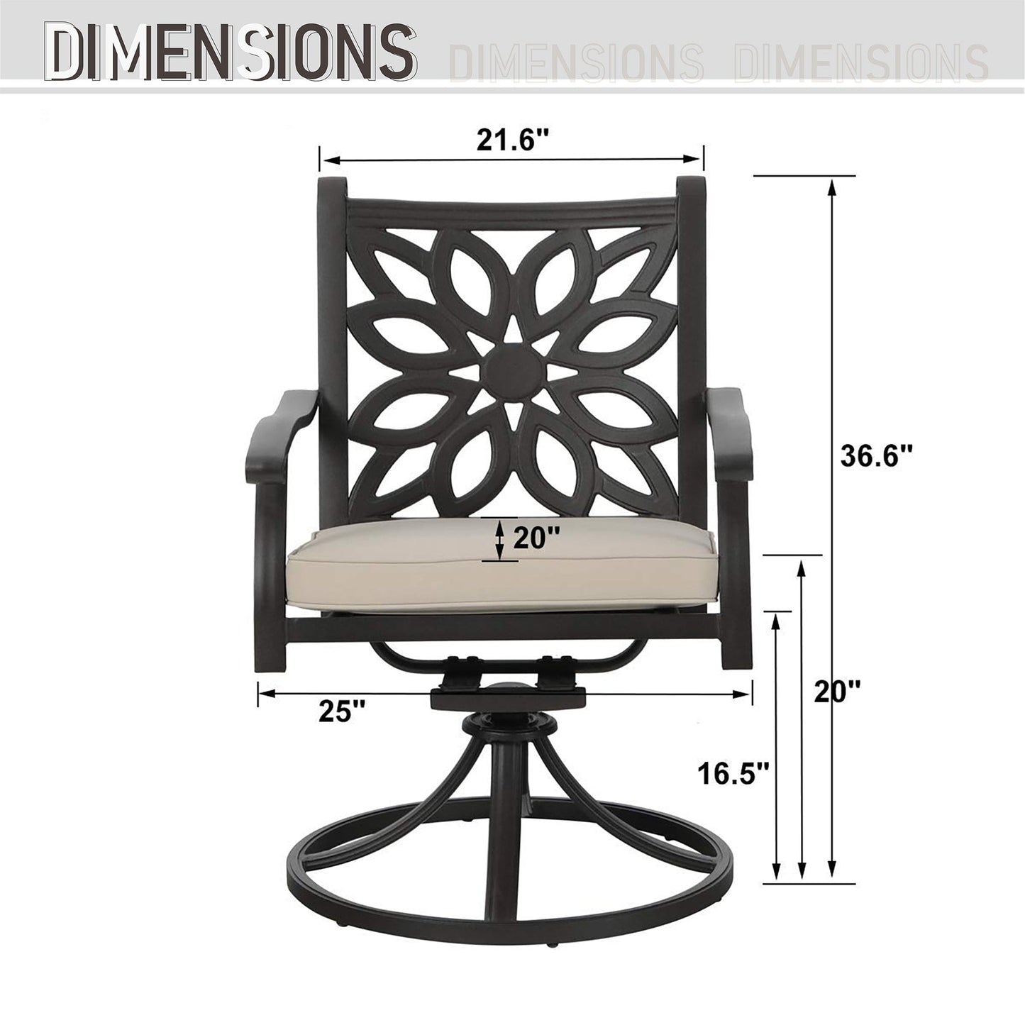 MAISON ARTS Cast Aluminum Dining Chairs/Patio Dining Set with Round Dining Table & 6 Cast Aluminum Patio Chairs