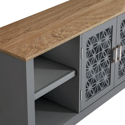 70 in. Rustic Decorative Floral Door TV Stand for up to 80 TVs