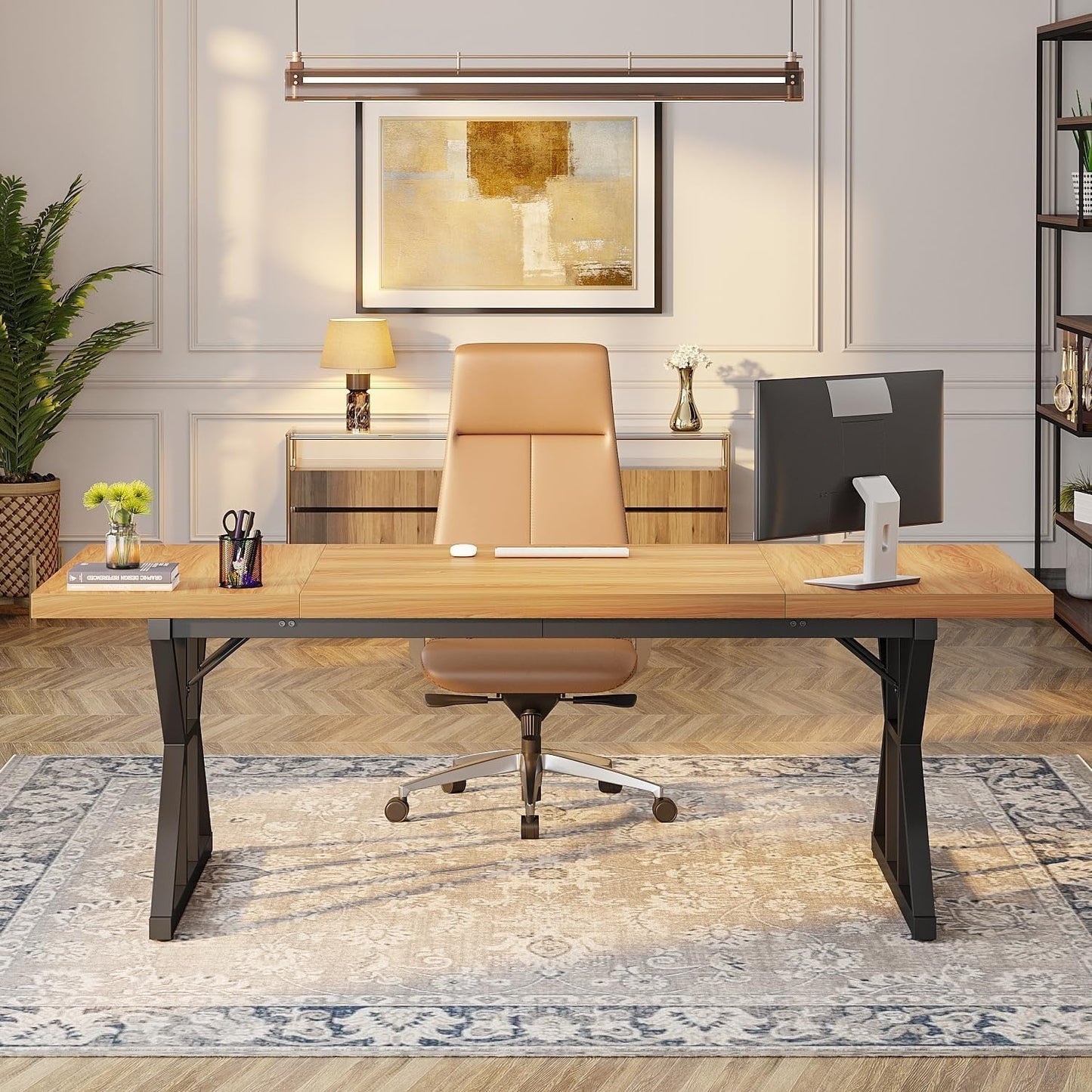 70.8-Inch Executive Desk, Large Computer Office Desk Workstation