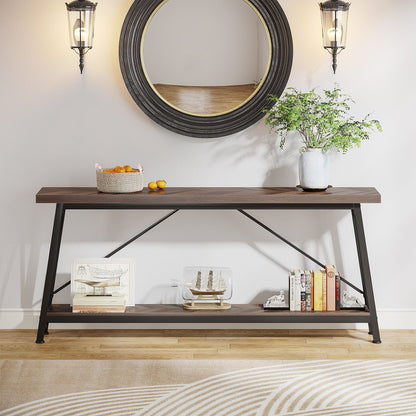 70.9 Inch Extra Long Sofa Table, Industrial Entry Console Table