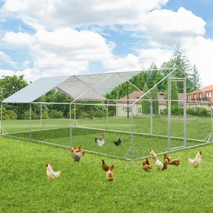 AECOJOY Large Metal Chicken Coop Run Walk-in Metal Chicken Cage
