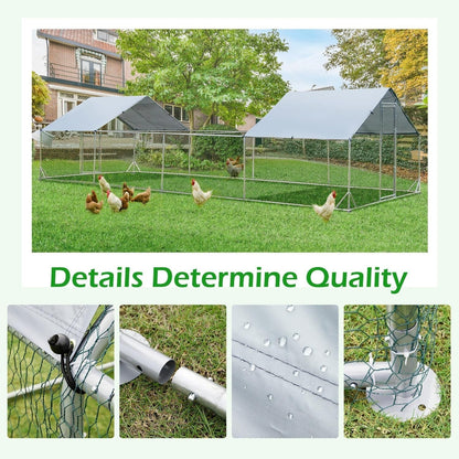 AECOJOY Large Metal Chicken Coop Run Walk-in Metal Chicken Cage