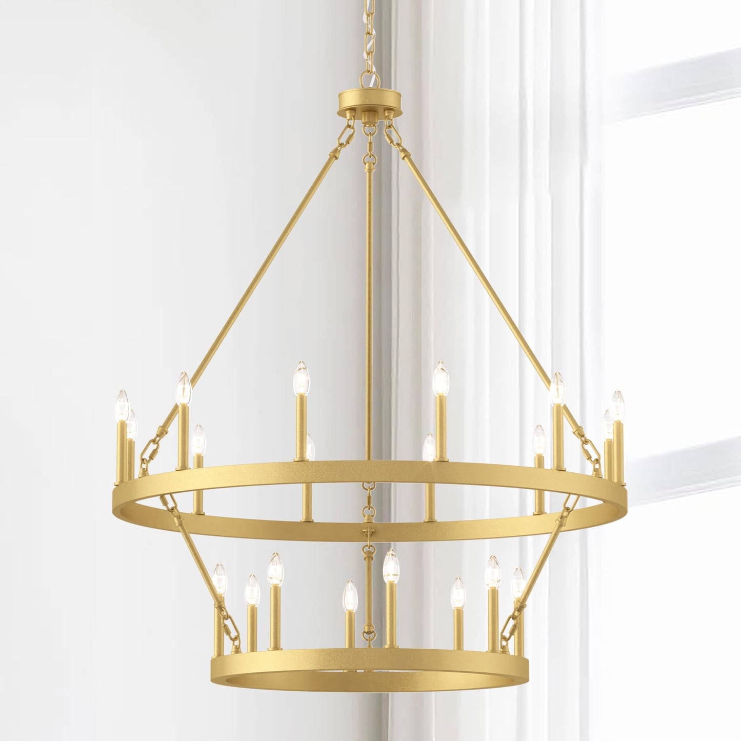 Acroma 20-light Modern Farmhouse 40In Round Wagon Wheel Chandelier with UL