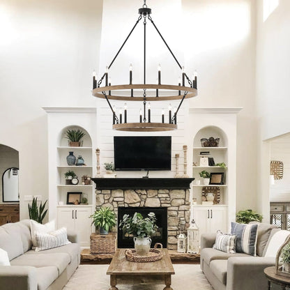 Acroma 20-light Modern Farmhouse 40In Round Wagon Wheel Chandelier with UL