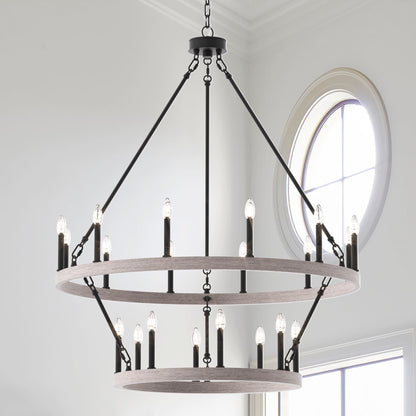 Acroma 20-light Modern Farmhouse 40In Round Wagon Wheel Chandelier with UL