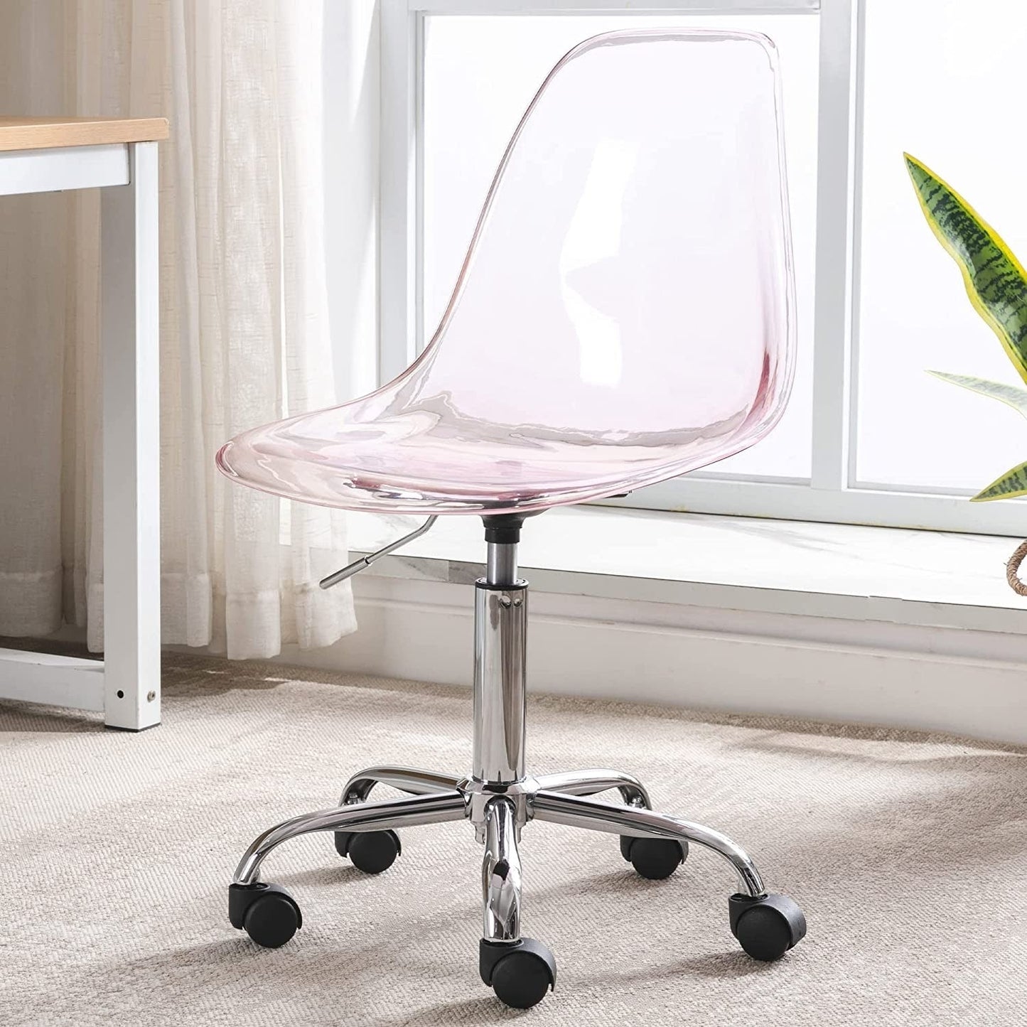 Acrylic Swivel adjustable height Armless Home office Rolling Chair