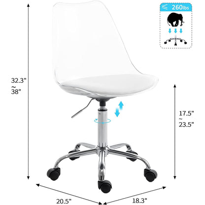 Acrylic Swivel adjustable height Armless Home office Rolling Chair