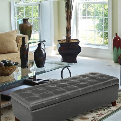 Adeco 50 Bonded Leather Storage Ottoman Bench
