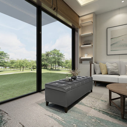 Adeco 50 Bonded Leather Storage Ottoman Bench