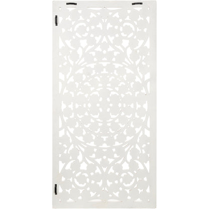 Allen White Washed Hand Carved 48x28-inch Wall Panel with Mirror Inlay