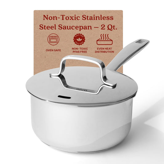 Alva Maestro Stainless Steel Saucepan with Lid 2 Qt. Pot with Pouring Spout - 6.3