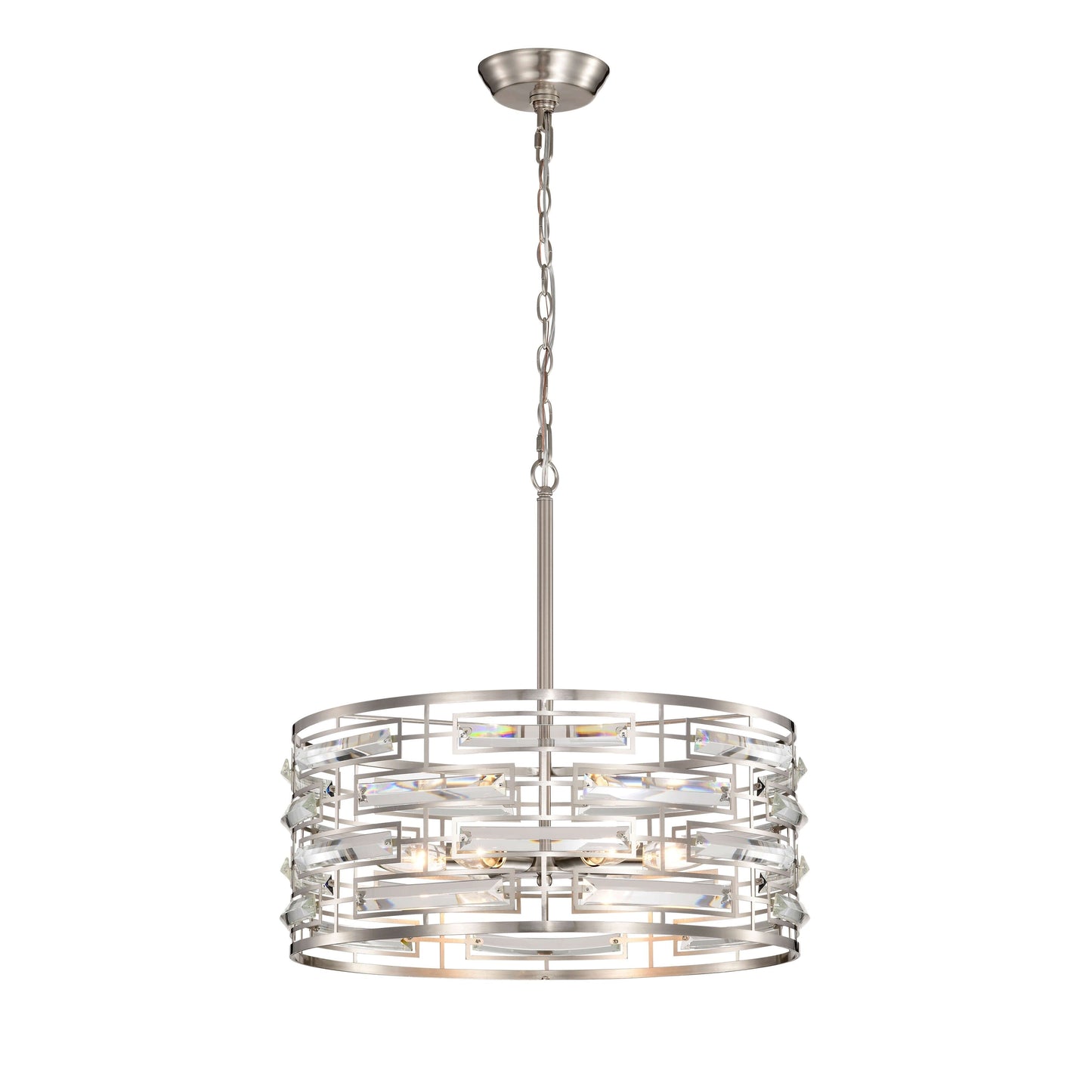 Anita Drum Shade Chandelier with Clear Glass Prism