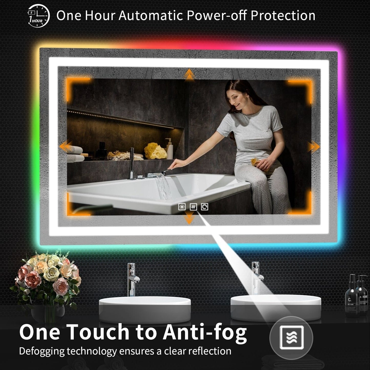 Anti-Fog RGB Backlit & LED Frontlit Bathroom Mirror
