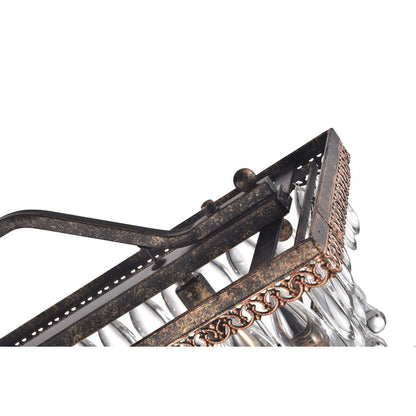 Antique Bronze 6-Light Rectangular Kitchen Island Lighting with Crystal Hanging - Antique Bronze