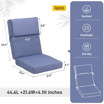 Aoodor Patio High Back Chair Cushions Set of 4, 46x21x4 Inches(Only Cushions)