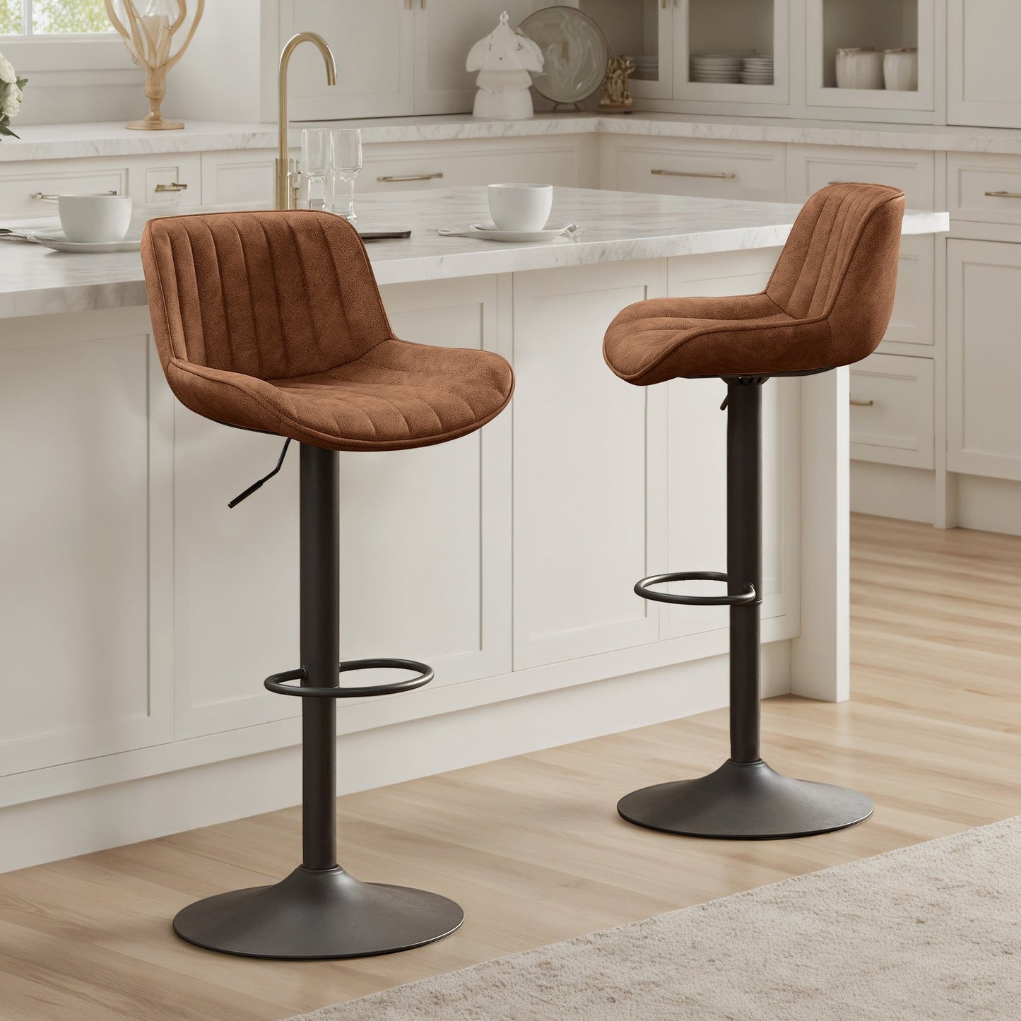 Art Leon Adjustable Height Swivel Barstool, Set of 2