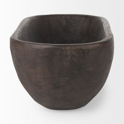 Athena Extra Large Oblong Black-Brown Reclaimed Wood Bowl - 26.0L x 10.0W x 7.0H