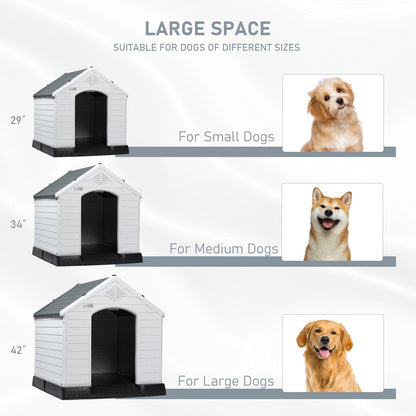 BOSSIN Plastic Dog House for Small to Large Sized Dogs, Indoor Outdoor Insulated Doghouse Puppy Shelter with Elevated Floor