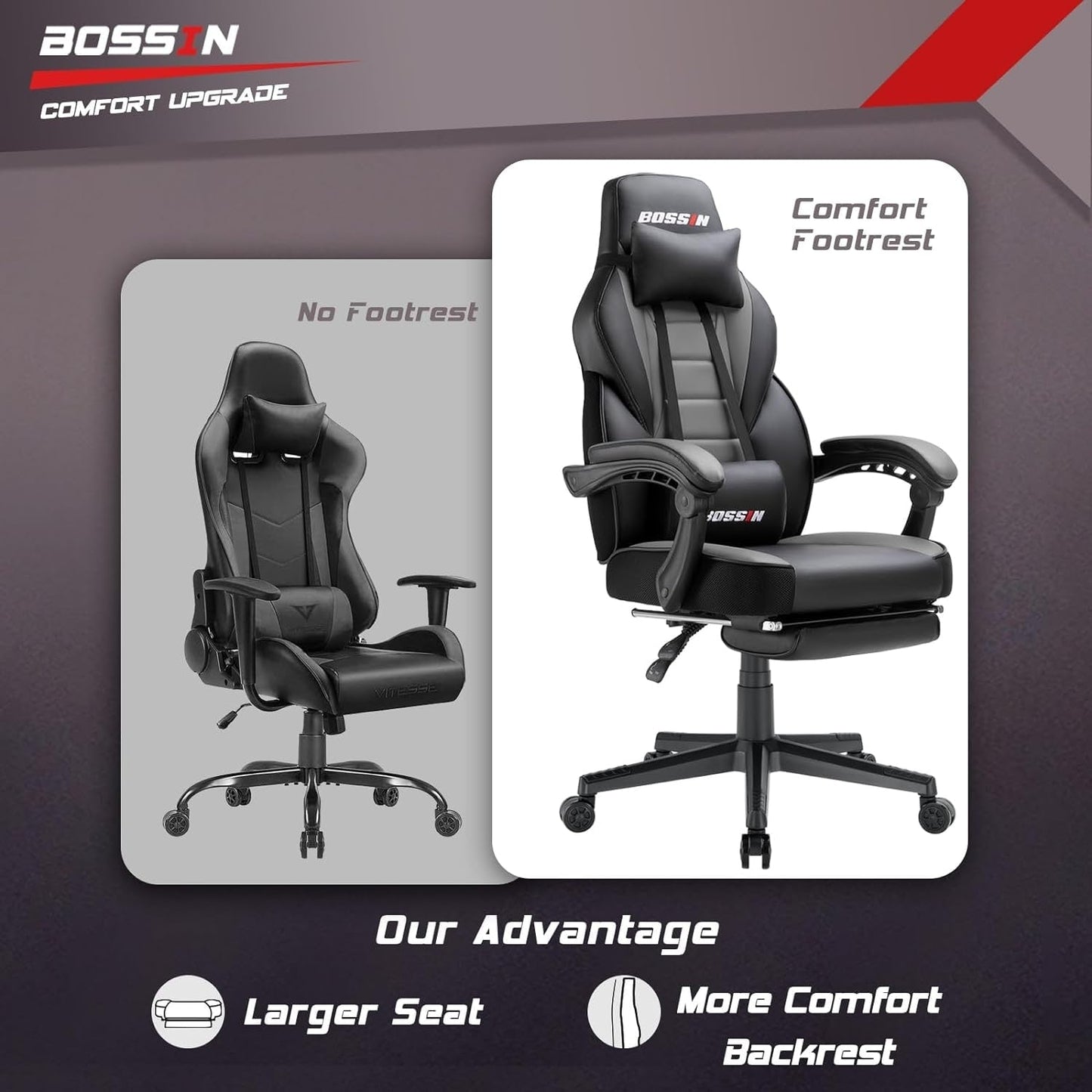 BOSSIN Racing Style Gaming Chair,300 lbs Big and Tall gamer chair High Back Computer Chair