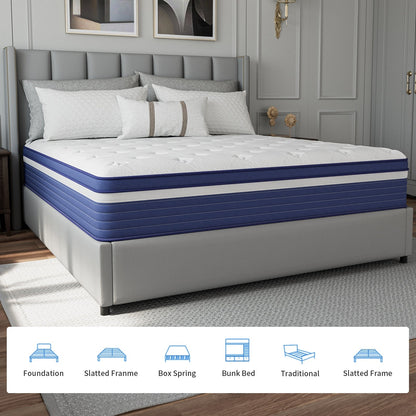 SweDrea 10in. Innerspring Hybrid Cooling and Breathable Medium Firm Mattress with CertiPUR-US, SGS and OEKO-TEX Certified