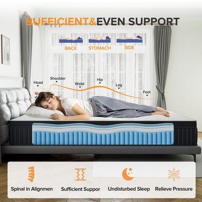 SweDrea 12in. Medium Pillow Top Gel Memory Foam Innerspring Hybrid Mattress with CertiPUR-US, SGS and OEKO-TEX Certified