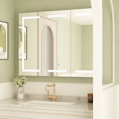 Bathroom Medicine Cabinet LED Mirror Anti-Fog 6000K Wall Cabinet White