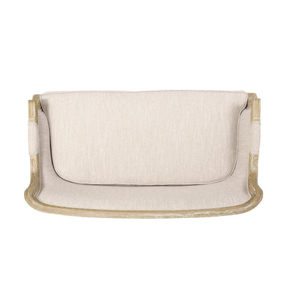 Beige Brown Wood Loveseat Sofa with Rubber Wood Frame