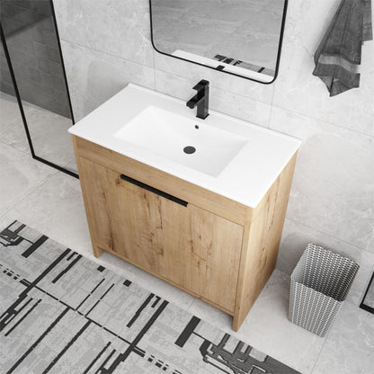 Beingnext 24/30/36 Bathroom Vanity with Sink, Freestanding Bathroom Vanity with Soft Close Door and Adjustable Shelf